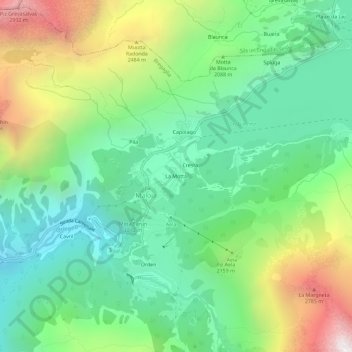 Topografische Karte La Motta, Höhe, Relief