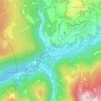 Topografische Karte Molina di Fiemme, Höhe, Relief