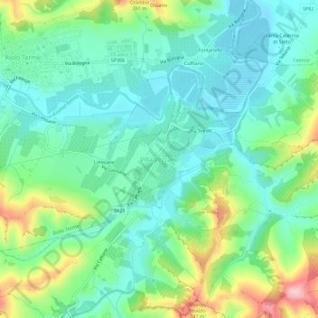 Topografische Karte Villa Vezzano, Höhe, Relief