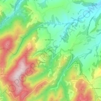 Topografische Karte Vado, Höhe, Relief