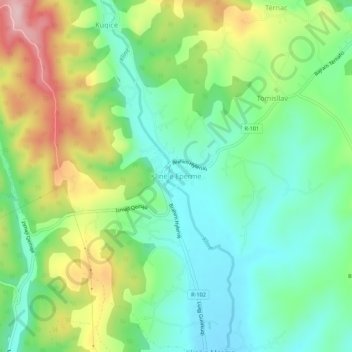 Topografische Karte Klinë e Epërme, Höhe, Relief