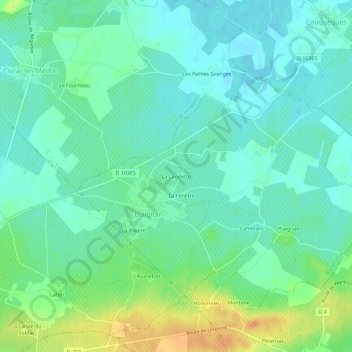 Topografische Karte La Landette, Höhe, Relief