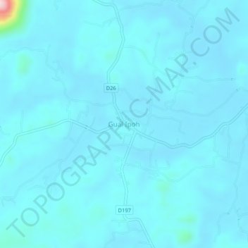 Topografische Karte Gual Ipoh, Höhe, Relief