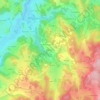 Topografische Karte Barreix, Höhe, Relief