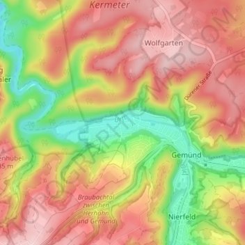 Topografische Karte Malsbenden, Höhe, Relief