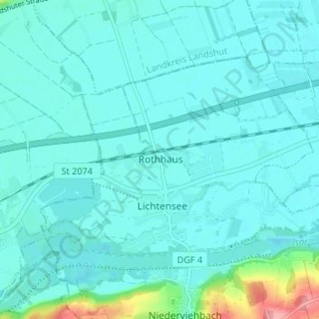 Topografische Karte Rothhaus, Höhe, Relief