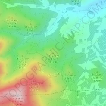Topografische Karte Cabezo de la Cruz, Höhe, Relief