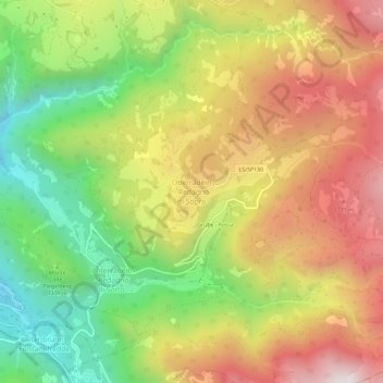 Topografische Karte Oberradein, Höhe, Relief