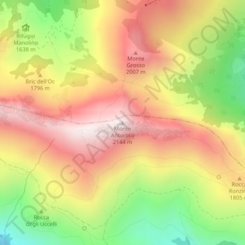 Topografische Karte Monte Antoroto, Höhe, Relief