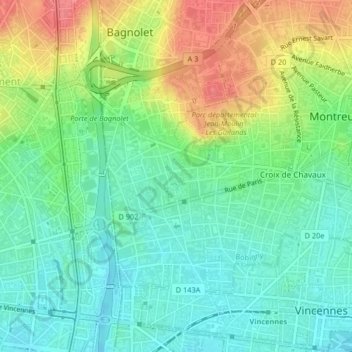 Topografische Karte Chêne liège, Höhe, Relief