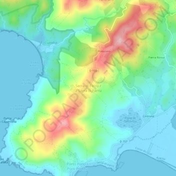 Topografische Karte Serra di Ferro, Höhe, Relief