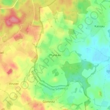 Topografische Karte Plunkau, Höhe, Relief