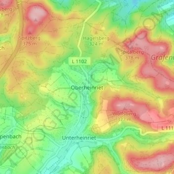 Topografische Karte Oberheinriet, Höhe, Relief