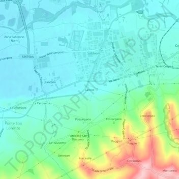 Topografische Karte Carone, Höhe, Relief