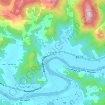 Topografische Karte Rio Morto, Höhe, Relief