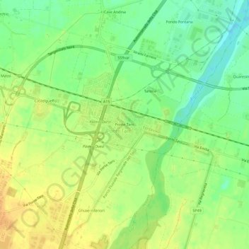 Topografische Karte Ponte Taro, Höhe, Relief