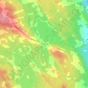 Topografische Karte Springfield, Höhe, Relief