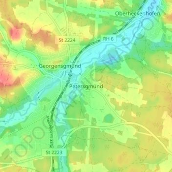 Topografische Karte Petersgmünd, Höhe, Relief