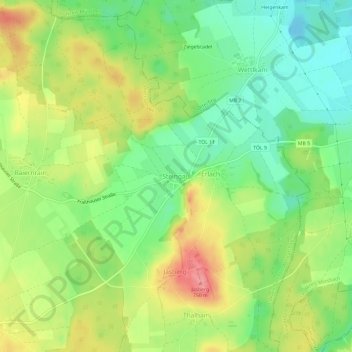 Topografische Karte Steingau, Höhe, Relief