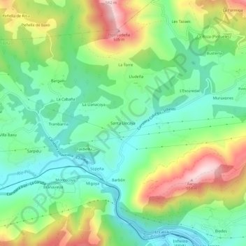 Topografische Karte Santa Llocaya, Höhe, Relief