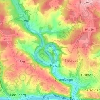 Topografische Karte Reut, Höhe, Relief