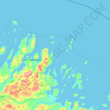 Topografische Karte Foxy Islands, Höhe, Relief