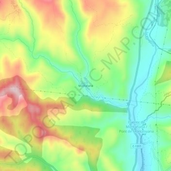 Topografische Karte Montañana, Höhe, Relief