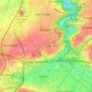 Topografische Karte Berensberg, Höhe, Relief