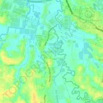 Topografische Karte Pasir Bolang, Höhe, Relief