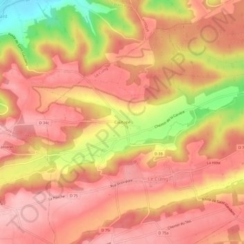 Topografische Karte Cauhapé, Höhe, Relief