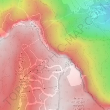 Topografische Karte Grotte Fallait Juste S'acharner, Höhe, Relief