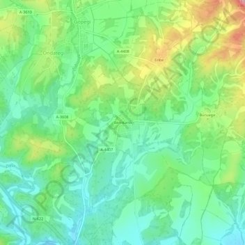 Topografische Karte Berrícano, Höhe, Relief