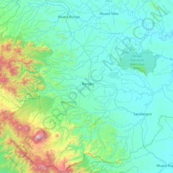 Topografische Karte Bangko, Höhe, Relief