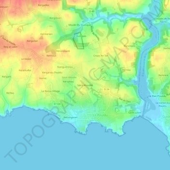 Topografische Karte Saint-Maudet, Höhe, Relief