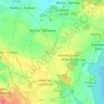 Topografische Karte Neu-Bornitz, Höhe, Relief