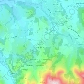 Topografische Karte Plaza, Höhe, Relief