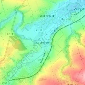 Topografische Karte Nauendorf, Höhe, Relief