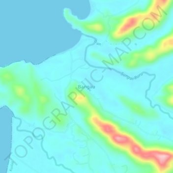 Topografische Karte Bangau, Höhe, Relief