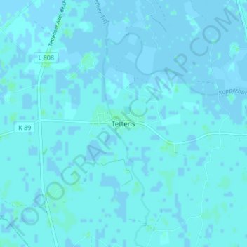 Topografische Karte Tettens, Höhe, Relief