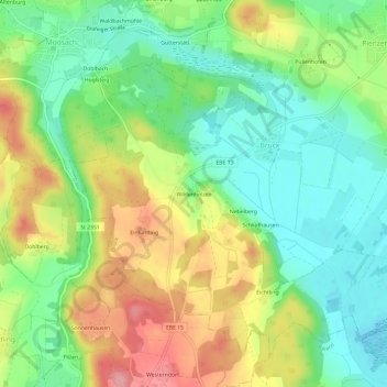 Topografische Karte Wildenholzen, Höhe, Relief