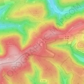 Topografische Karte Albrechtsplatz, Höhe, Relief