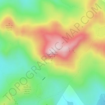 Topografische Karte Ben Vrackie, Höhe, Relief