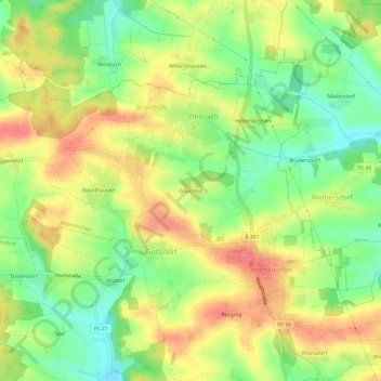 Topografische Karte Gfeichtet, Höhe, Relief