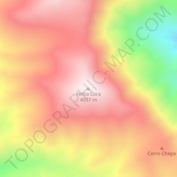 Topografische Karte Yerba Loca, Höhe, Relief