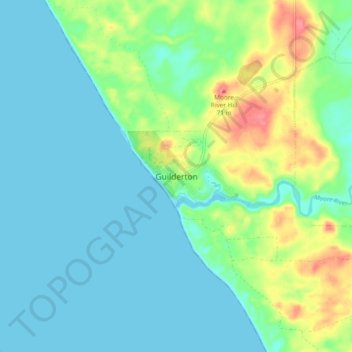 Topografische Karte Guilderton, Höhe, Relief