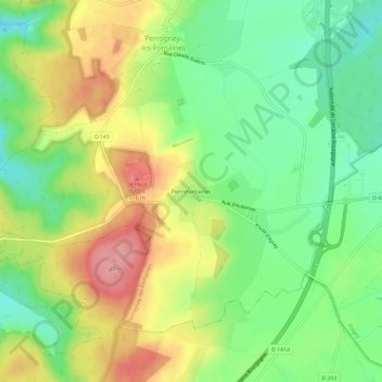 Topografische Karte Pierrefontaines, Höhe, Relief
