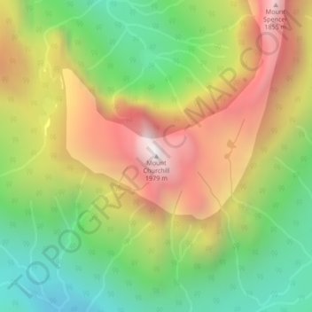 Topografische Karte Mount Churchill, Höhe, Relief