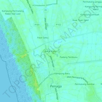 Topografische Karte Bakar Kapur, Höhe, Relief