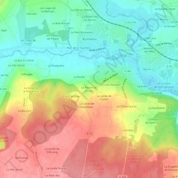 Topografische Karte Le Rocher de Coulon, Höhe, Relief