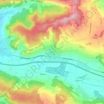Topografische Karte Uffikon, Höhe, Relief